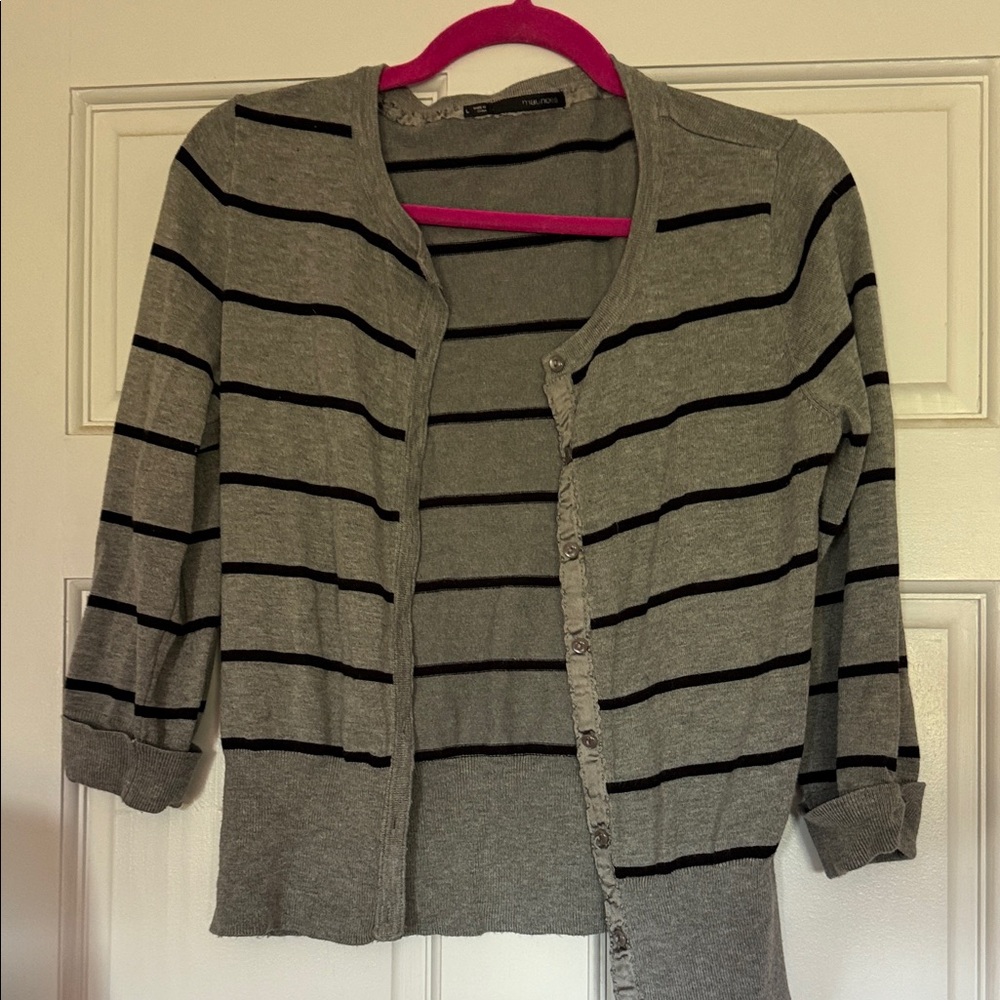 Maurices Gray and Black Striped Cardigan